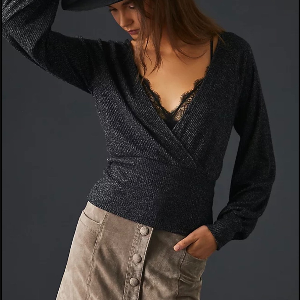 Chic Black Wrap Sweater